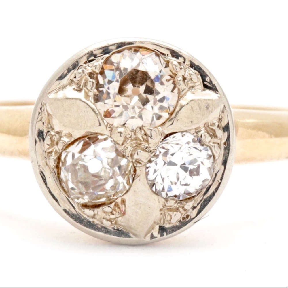 French Retro gold Old Mine & Old European Diamonds